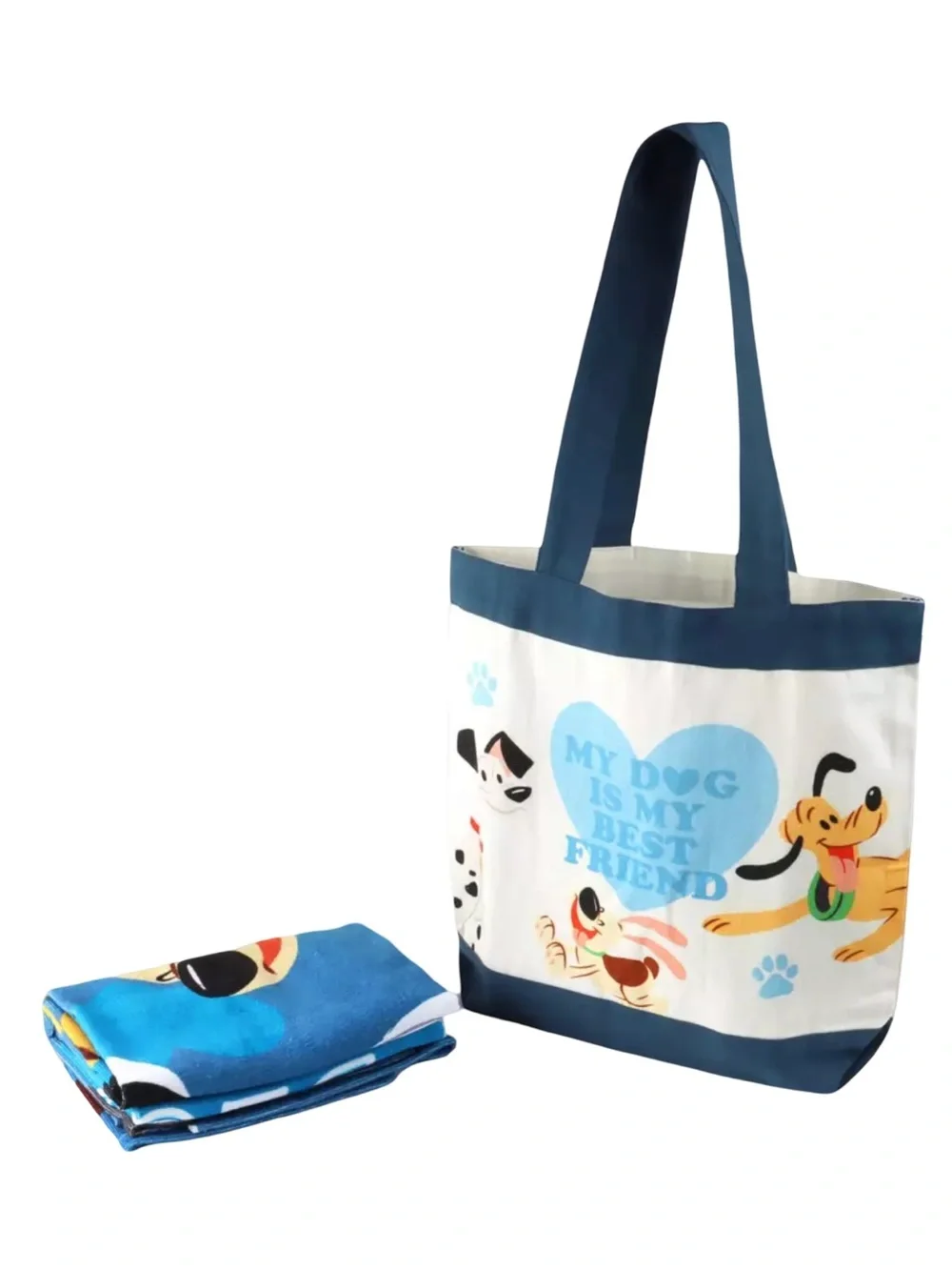 Disney Dogs Canvas Tote Bag & Beach Towel Set NEW